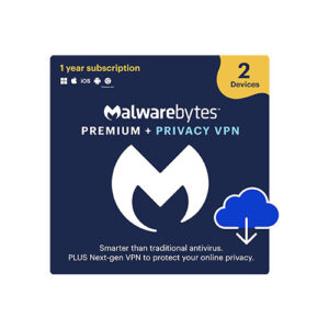 Malwarebytes Premium + Privacy VPN bundle | 1 Year, 2 Devices | PC, Mac, Android